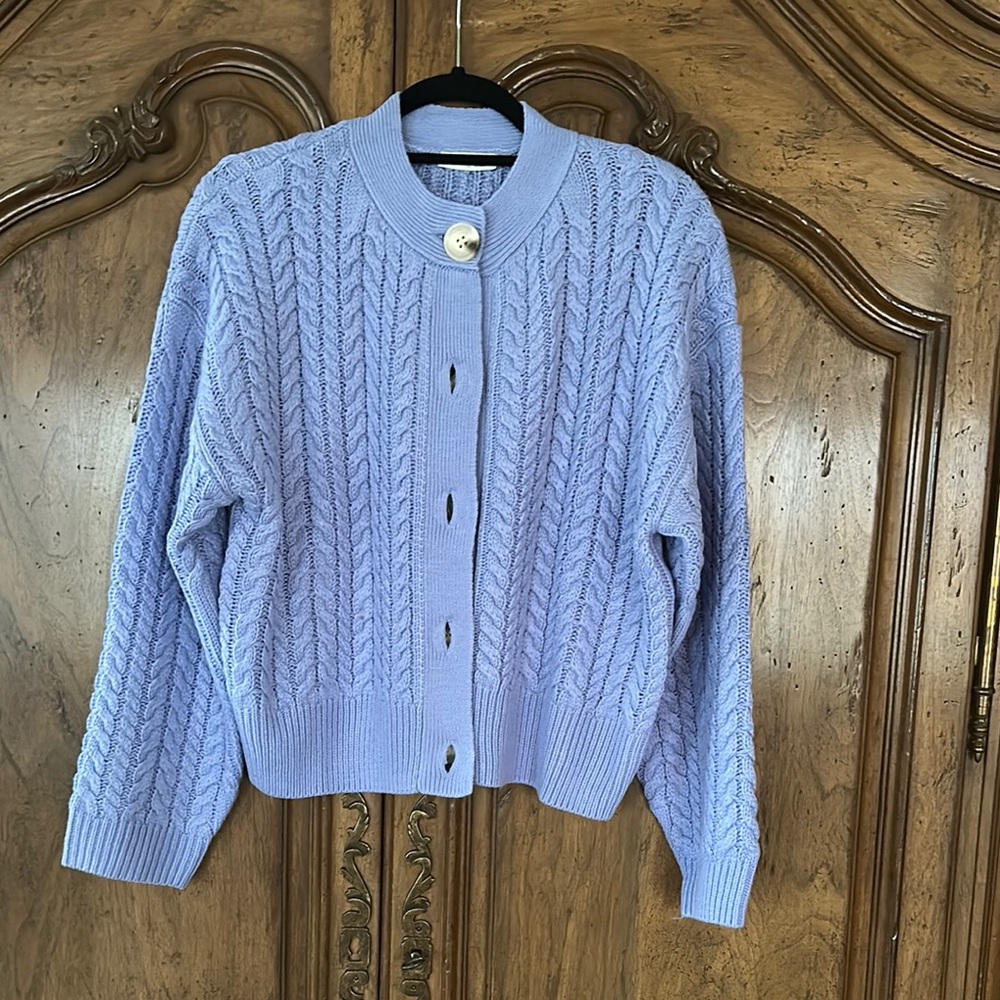 Purple Cable Knit Cardigan